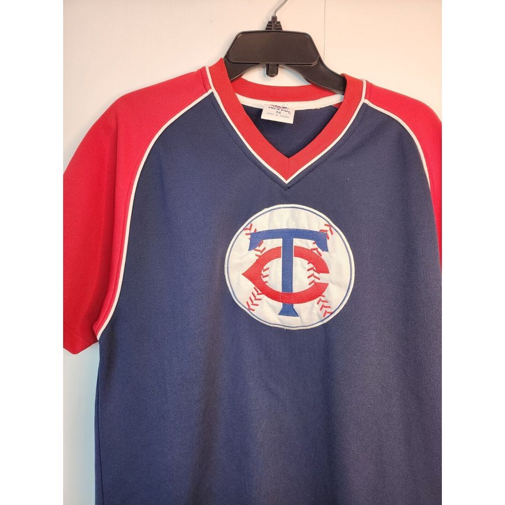 NEAR MINT RARE Minnesota Twins Embroidered Baseball Jersey Sz M Blue Red